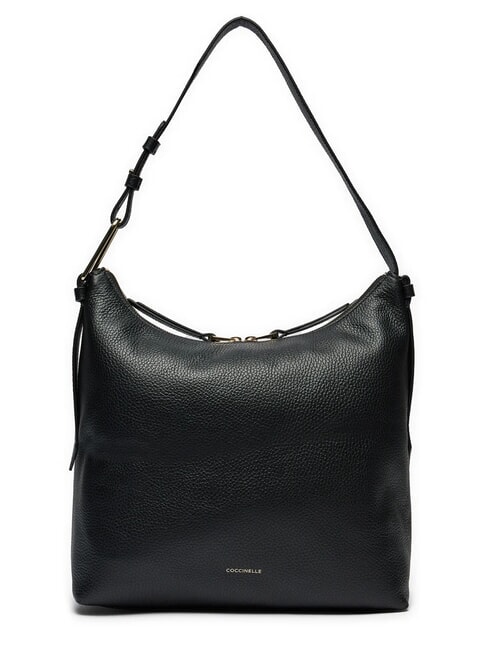 COCCINELLE MALORY Hammered leather shoulder bag Black - Women’s Bags