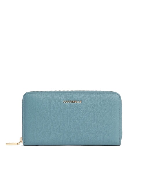 COCCINELLE METALLIC SOFT Textured leather zip wallet arctic blue - Women’s Wallets