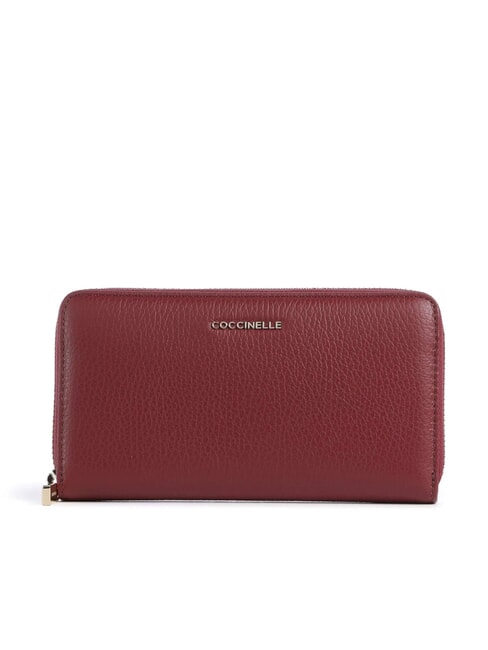 COCCINELLE METALLIC SOFT Textured leather zip wallet currant - Women’s Wallets