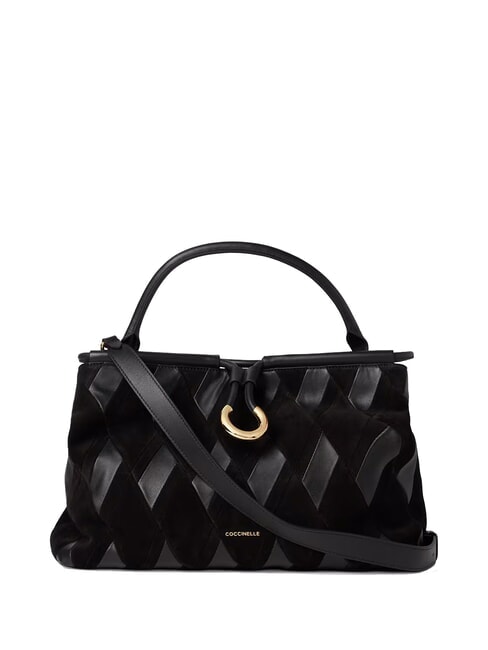 COCCINELLE LISBET GEOMETRIC PATCH Leather handbag with shoulder strap Black - Women’s Bags