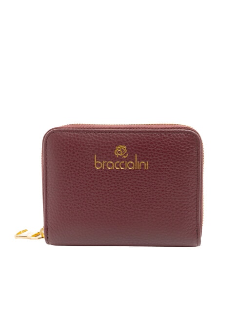 BRACCIALINI BASIC Small zip around leather wallet burgundy - Women’s Wallets