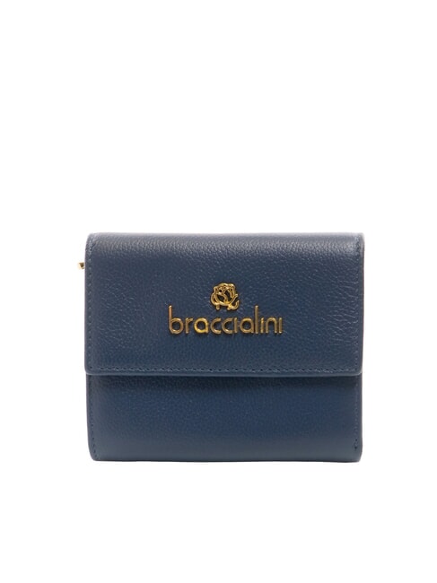 BRACCIALINI BASIC Small leather wallet with flap blue - Women’s Wallets