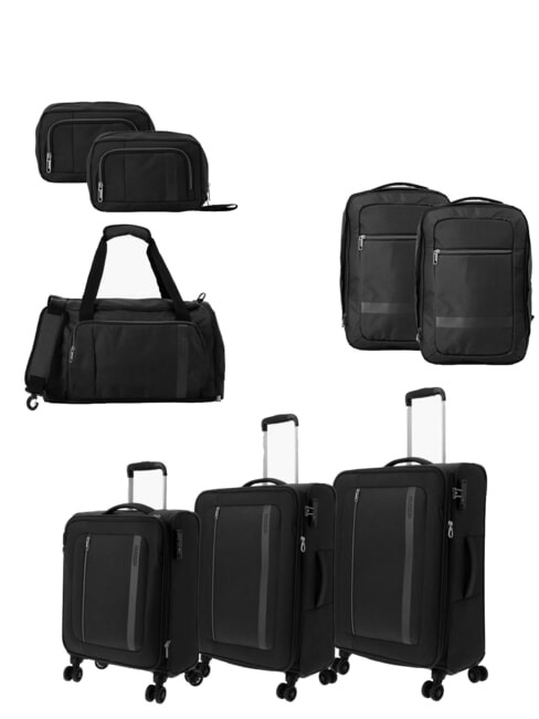 AMERICAN TOURISTER BLAZING RIDE Set of 3 trolleys + duffel bag + 2 backpacks + 2 beauty cases black / gray - Trolley Set