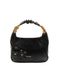 BRACCIALINI SARA Leather hobo shoulder bag with flowers - Women’s Bags