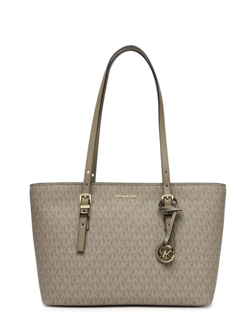 MICHAEL KORS QUINN Shopping bag with all-over logo print birch - Women’s Bags