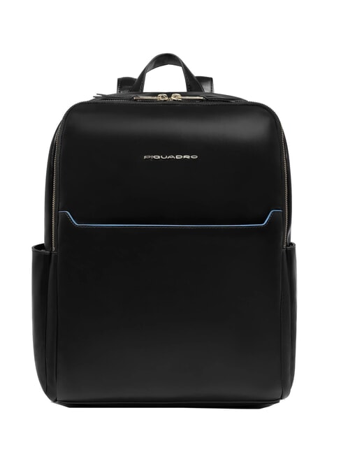 PIQUADRO BLUE SQUARE  14" laptop backpack, in leather Black - Laptop backpacks