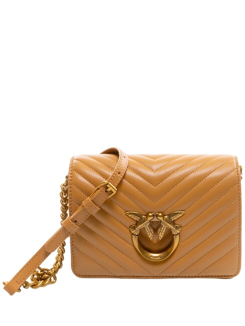 PINKO LOVE CLICK MINI Quilted nappa leather bag nougat-antique gold - Women’s Bags