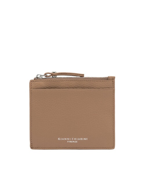 GIANNI CHIARINI GRAIN Flat leather wallet with zip clay - Women’s Wallets
