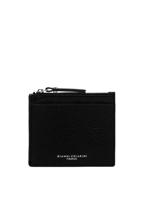 GIANNI CHIARINI GRAIN Flat leather wallet with zip Black - Women’s Wallets