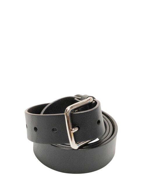 CERRUTI LOGO EMBOSSED Shortenable leather belt blue - Belts