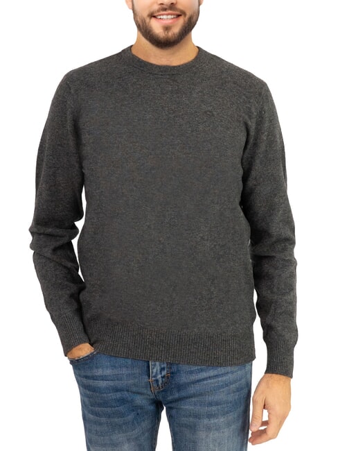 NORTH SAILS N|S Crew neck sweater with logo embroidery dark gray melange - Men's Sweaters