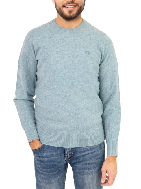 NORTH SAILS N|S Crew neck sweater with logo embroidery dusty blue - Men's Sweaters