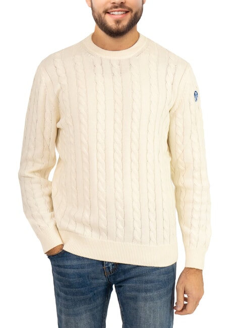 NORTH SAILS N|S Cable knit crew neck sweater Marshmallow - Men's Sweaters