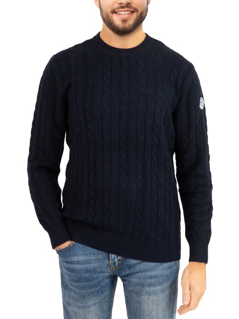 NORTH SAILS N|S Cable knit crew neck sweater navy blue - Men's Sweaters