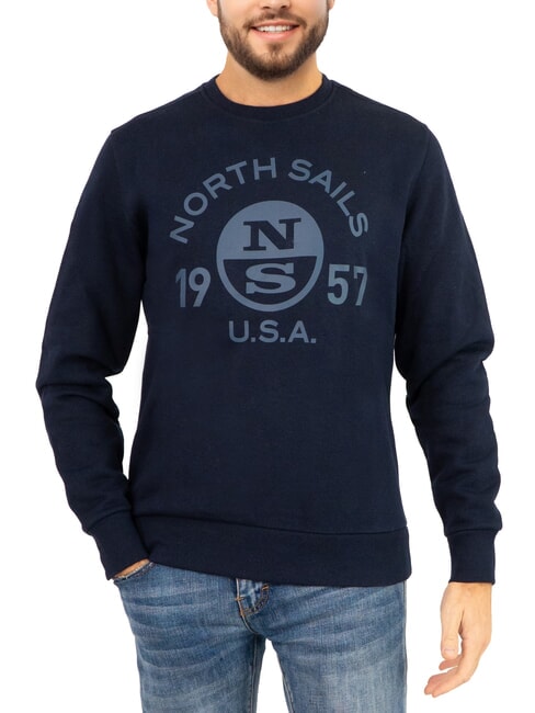 NORTH SAILS LOGO Crew neck sweatshirt with maxi print navy blue - Sweatshirts