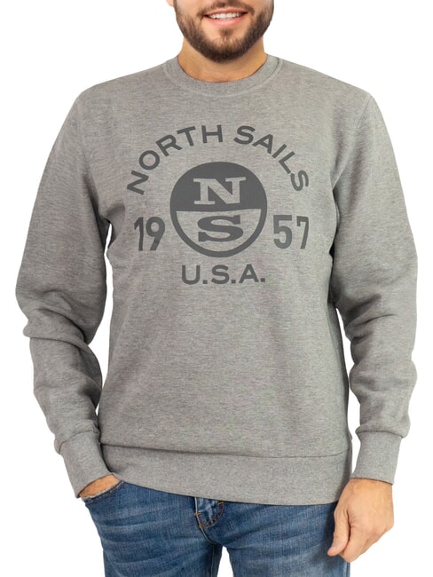 NORTH SAILS LOGO Crew neck sweatshirt with maxi print medium gray melange - Sweatshirts