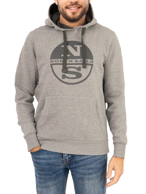 NORTH SAILS LOGO Hoodie with pocket medium gray melange - Sweatshirts