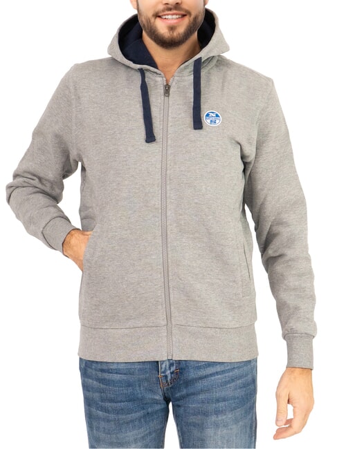 NORTH SAILS PATCH Full zip hoodie medium gray melange - Sweatshirts