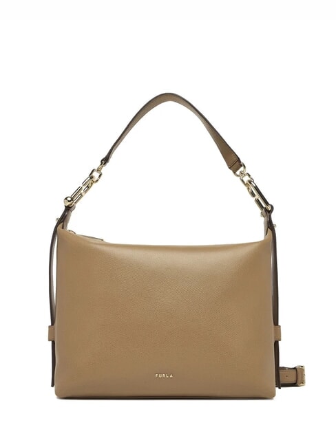 FURLA TONIE Leather shoulder bag with shoulder strap toffee - Women’s Bags