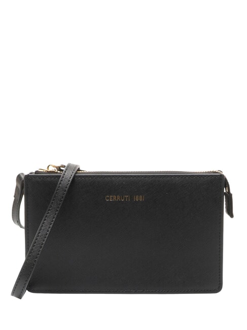 CERRUTI CERRUTIS Clutch bag with shoulder strap, in leather black - Women’s Bags