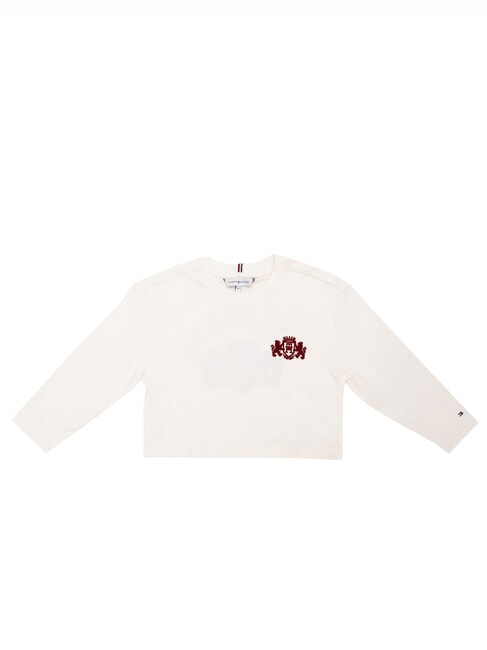 TOMMY HILFIGER TH KIDS Long-sleeved T-shirt with crest ancient white - Child T-shirt