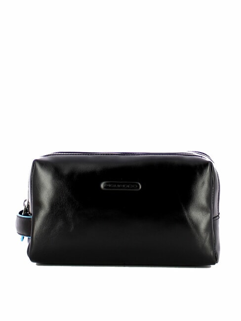 PIQUADRO BLUE SQUARE  Leather Beauty Case Black - Beauty Case