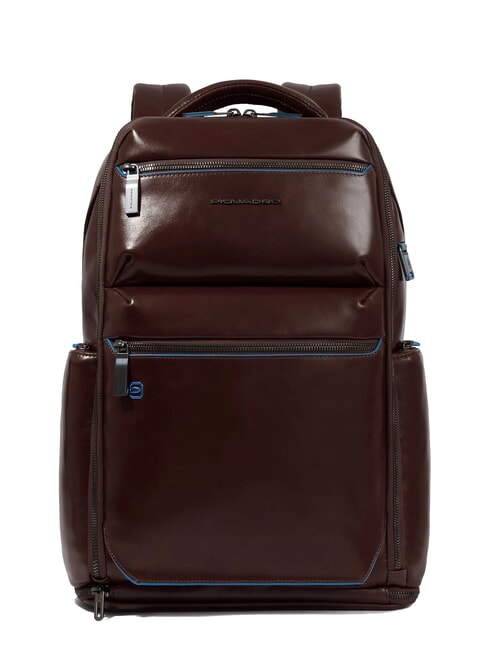 PIQUADRO BLUE SQUARE  15.6" Leather Laptop Backpack MAHOGANY - Laptop backpacks