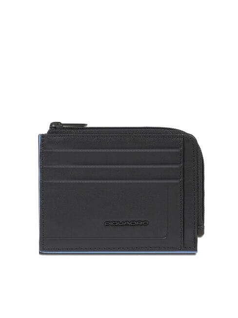 PIQUADRO ATLAS Flat leather card holder coin purse Black - Men’s Wallets