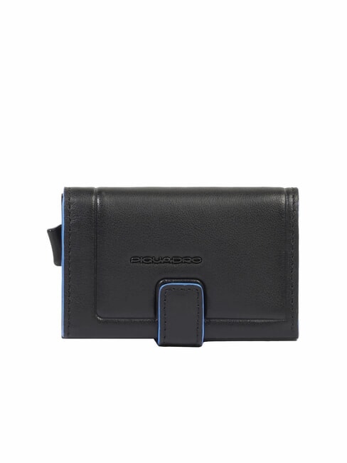PIQUADRO ATLAS Automatic card holder in metal and leather Black - Men’s Wallets