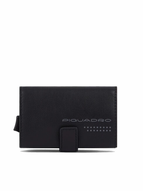 PIQUADRO URBAN Metal and leather credit card holder Black - Men’s Wallets