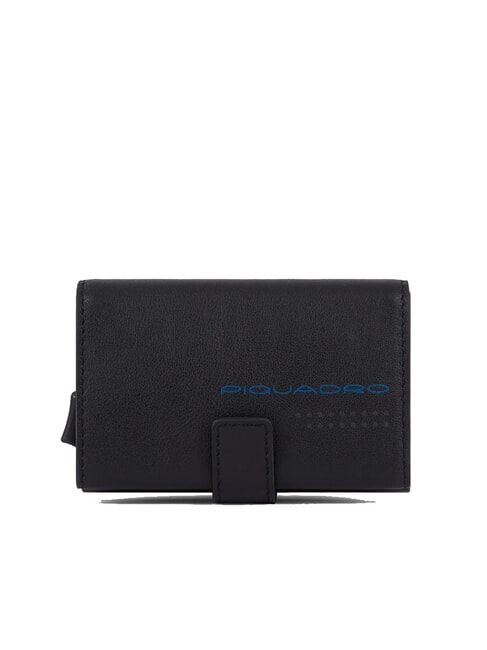 PIQUADRO URBAN Metal and leather credit card holder black grigiongr - Men’s Wallets