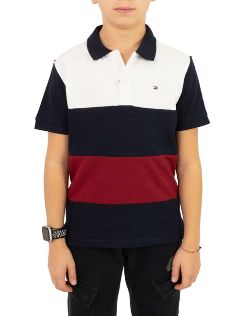 TOMMY HILFIGER TH KIDS Children's short-sleeved polo shirt red / white / blue - Child T-shirt