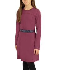 CALVIN KLEIN CK KIDS Long-sleeved elasticated logo dress amaranth - Little Girls' Dresses - 1