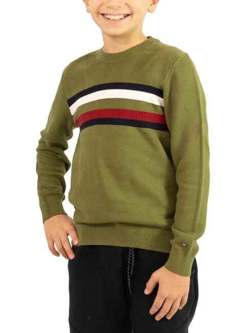 TOMMY HILFIGER TH KIDS Children's crew neck cotton sweater putting green - Children's Sweaters