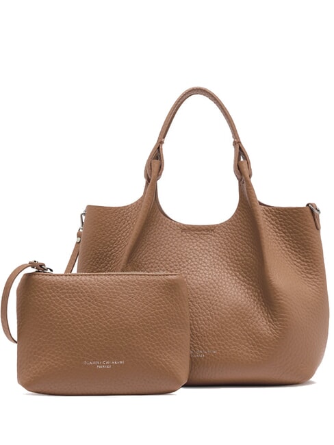GIANNI CHIARINI DUA Shoulder bag, in leather clay - Women’s Bags