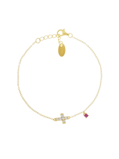 AMEN CROCI Bracelet with cross and zircons gold - Bracelets