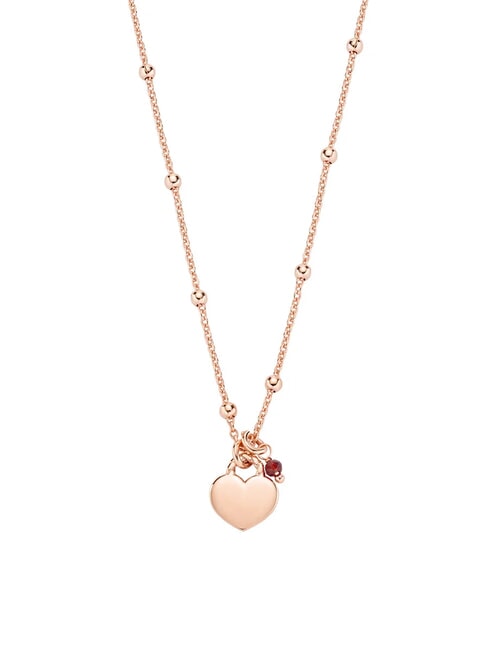 AMEN AMORE Necklace with heart, spheres and zirconia rose - Necklaces