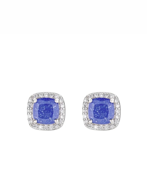 AMEN ICY DIAMONDS Square lobe earrings with zirconia rhodium - Earrings