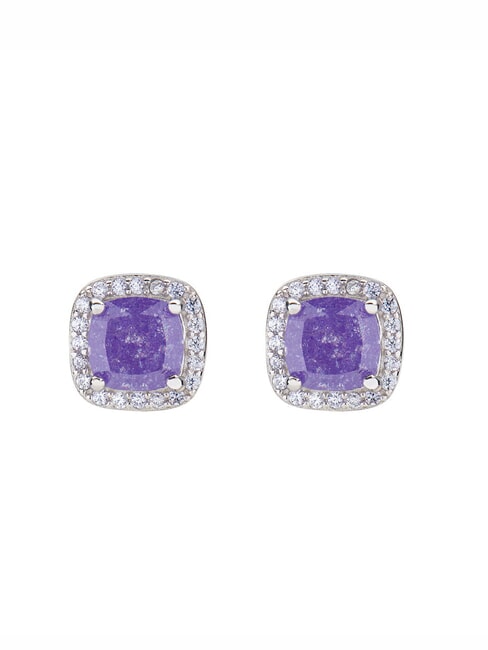 AMEN ICY DIAMONDS Square lobe earrings with zirconia rhodium - Earrings