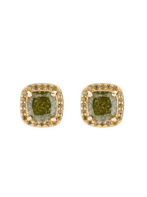 AMEN ICY DIAMONDS Square lobe earrings with zirconia gold - Earrings
