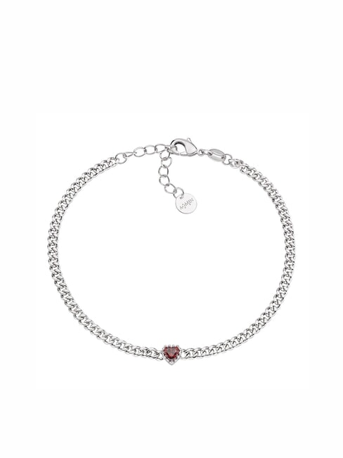 AMEN AMORE Bracelet with red zircon heart rhodium - Bracelets