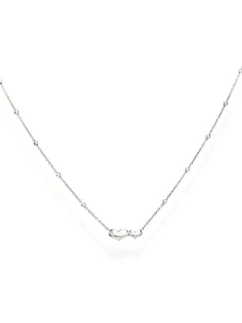 AMEN COCCOLE Silver necklace with hearts and spheres rhodium - Necklaces