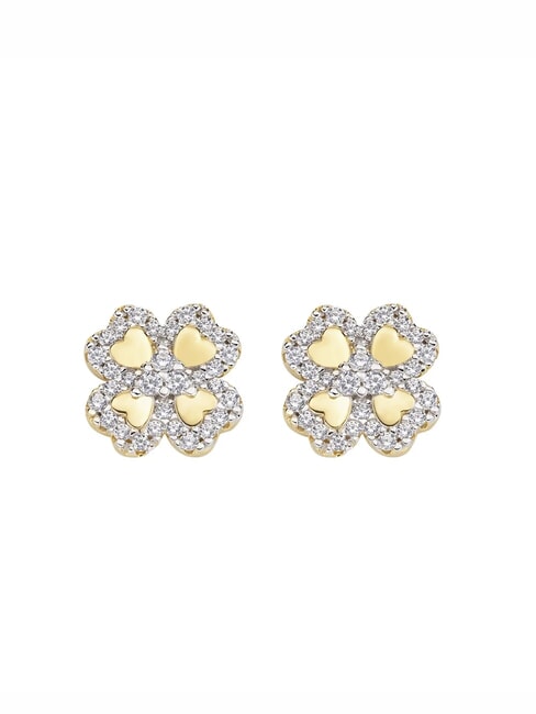 AMEN AMORE Four-leaf clover earrings with zirconia gold - Earrings