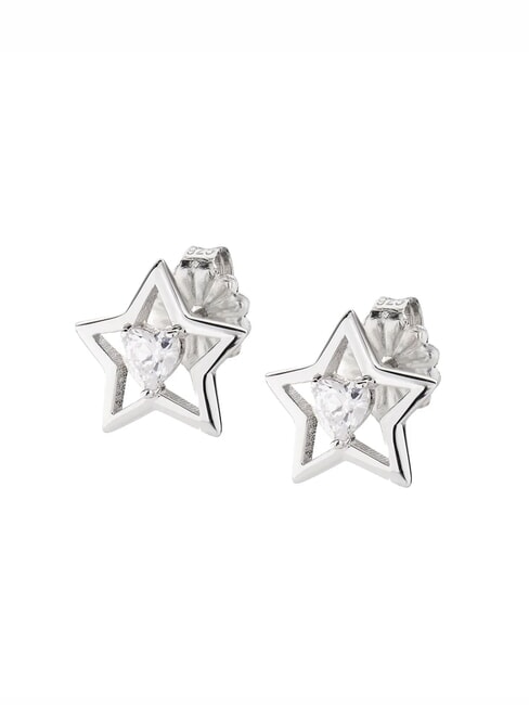AMEN STELLE Heart zirconia earrings rhodium - Earrings