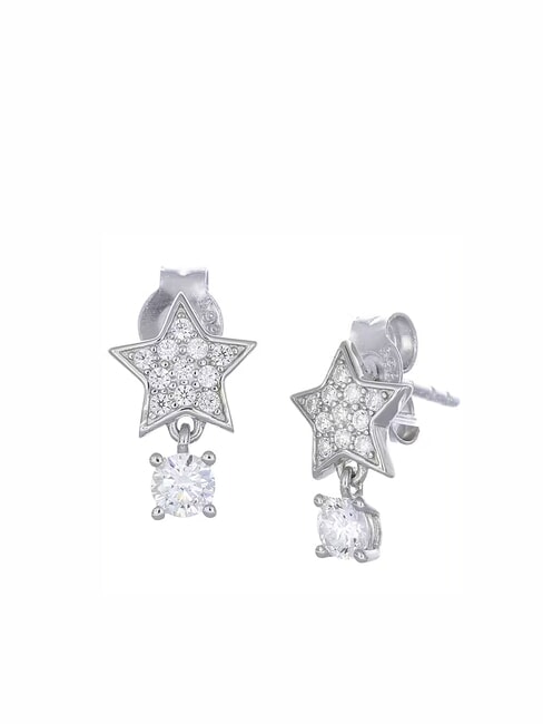 AMEN COCCOLE LUXURY Star earrings with pendant rhodium - Earrings