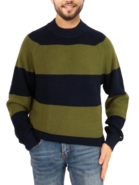 TOMMY HILFIGER TH Wool blend crew neck sweater desert sky/putting green - Men's Sweaters