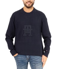 TOMMY HILFIGER TH Cotton crew neck sweater with logo - Men's Sweaters