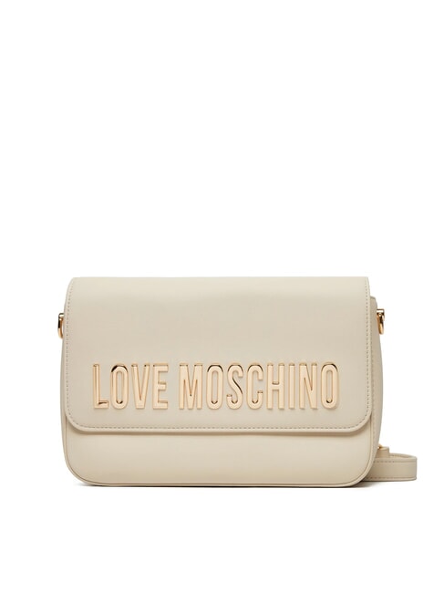 LOVE MOSCHINO LAMINATED BOLD LOVE Shoulder bag with flap ivory - Women’s Bags