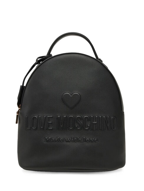 LOVE MOSCHINO LOVE EMBOSSED Backpack with stitched logo Black - Women’s Bags