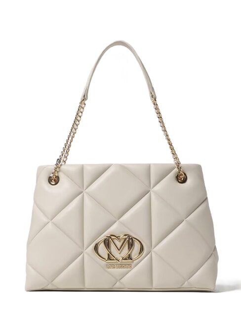 LOVE MOSCHINO GEOMETRIC Chain Handle Shoulder Bag ivory - Women’s Bags